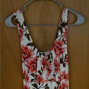 Old Navy White Tank Top with Coral Floral Print